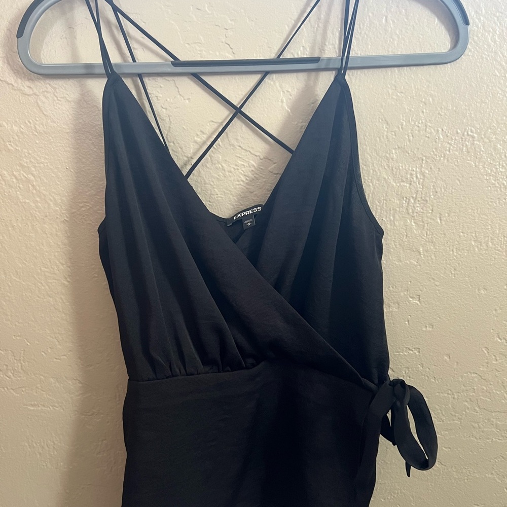 Express Black Wrap Top with Spaghetti Straps